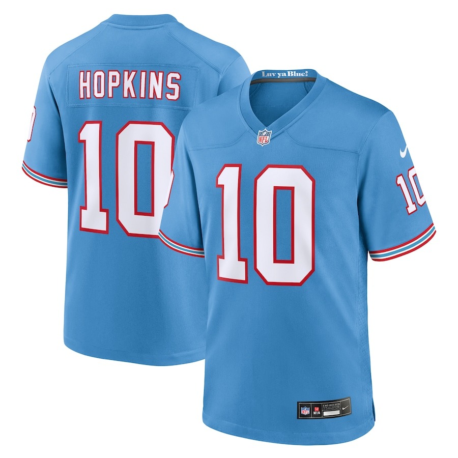 Men's Tennessee Titans DeAndre Hopkins Nike Light Blue Oilers Throwback Player Game Jersey - ujerseystore