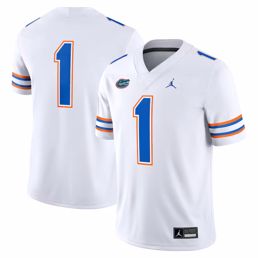 Men's Jordan Brand #1 White Florida Gators Game Jersey - ujerseystore