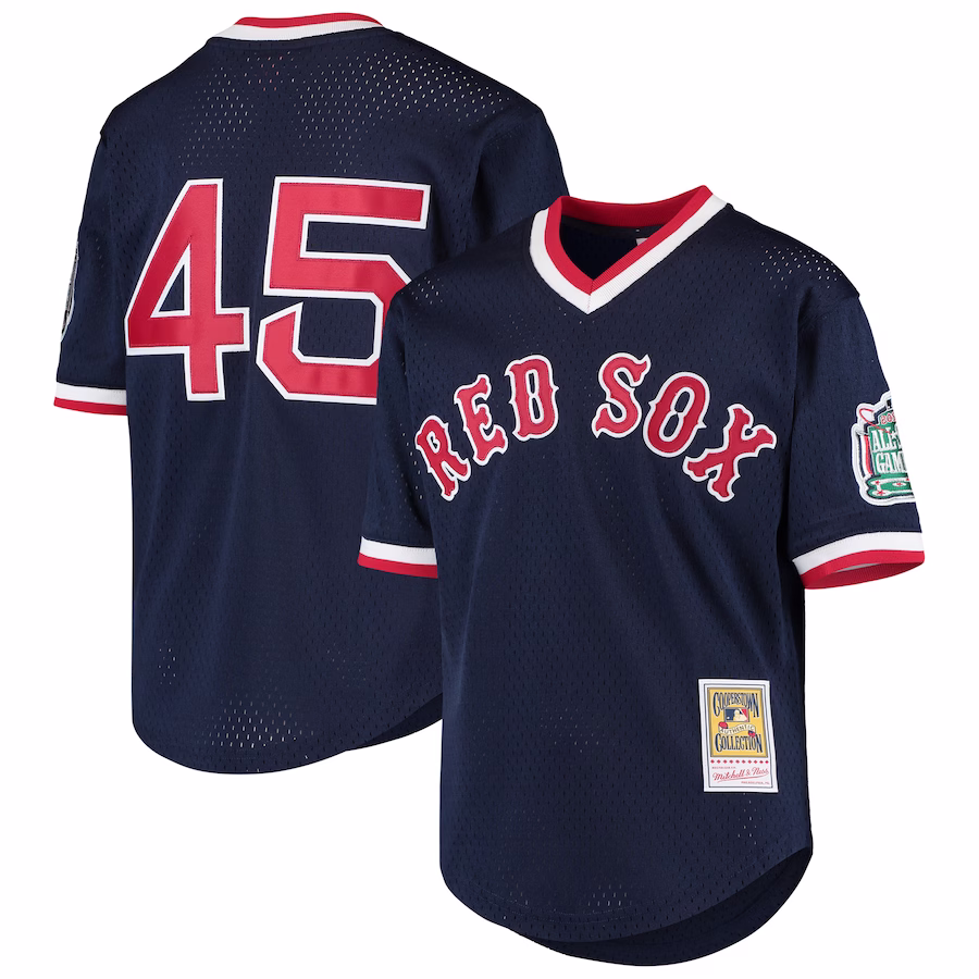 Youth Boston Red Sox Pedro Martinez Mitchell & Ness Navy Cooperstown Collection Mesh Batting Practice Jersey - ujerseystore