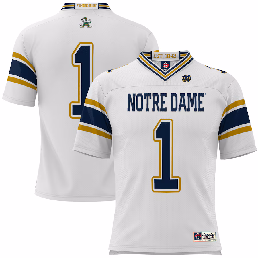 Youth GameDay Greats #1 White Notre Dame Fighting Irish Football Jersey - ujerseystore