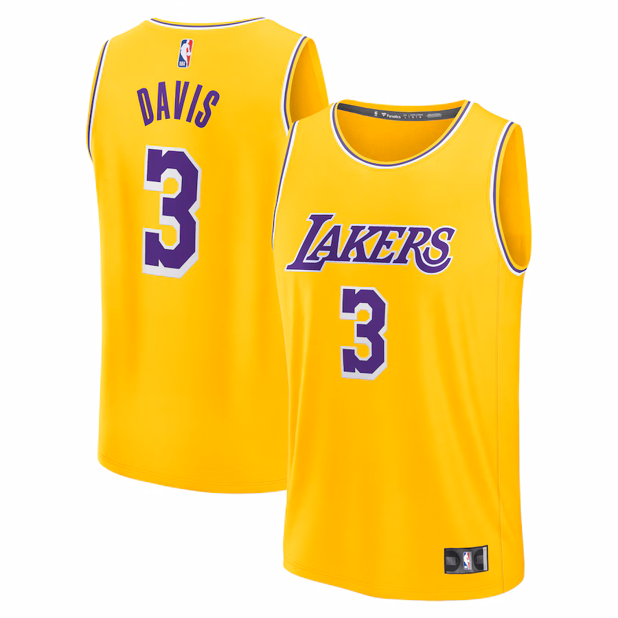 Men's Los Angeles Lakers Anthony Davis Fanatics Gold Fast Break Replica Jersey - Icon Edition - ujerseystore