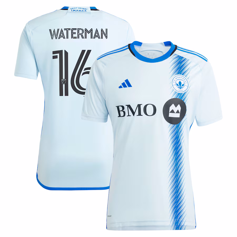 Men's CF Montreal Joel Waterman adidas Light Blue 2024 La Main Replica Player Jersey - ujerseystore