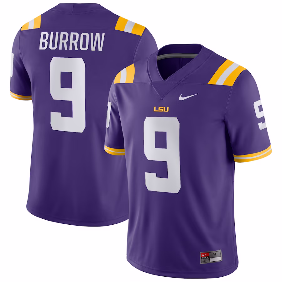 Joe Burrow LSU Tigers Nike Player Game Jersey - Purple - ujerseystore