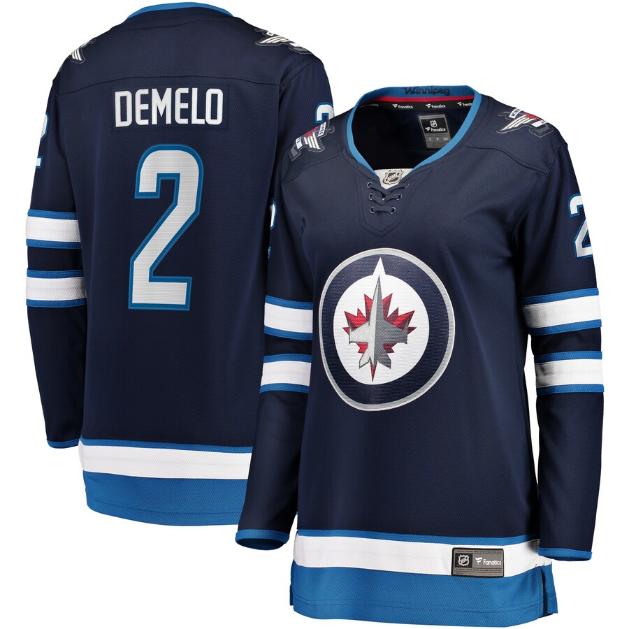 Women's Winnipeg Jets Dylan DeMelo Fanatics Branded Navy Home Breakaway Player Jersey - ujerseystore