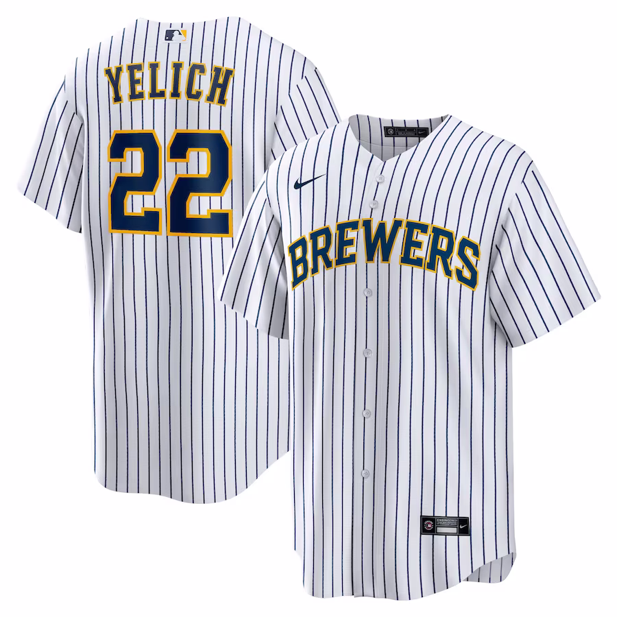 Men's Milwaukee Brewers Christian Yelich Nike White Alternate Replica Player Jersey - ujerseystore
