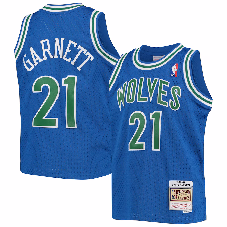 Youth Minnesota Timberwolves Kevin Garnett Mitchell & Ness Blue 1995-96 Hardwood Classics Swingman Jersey - ujerseystore