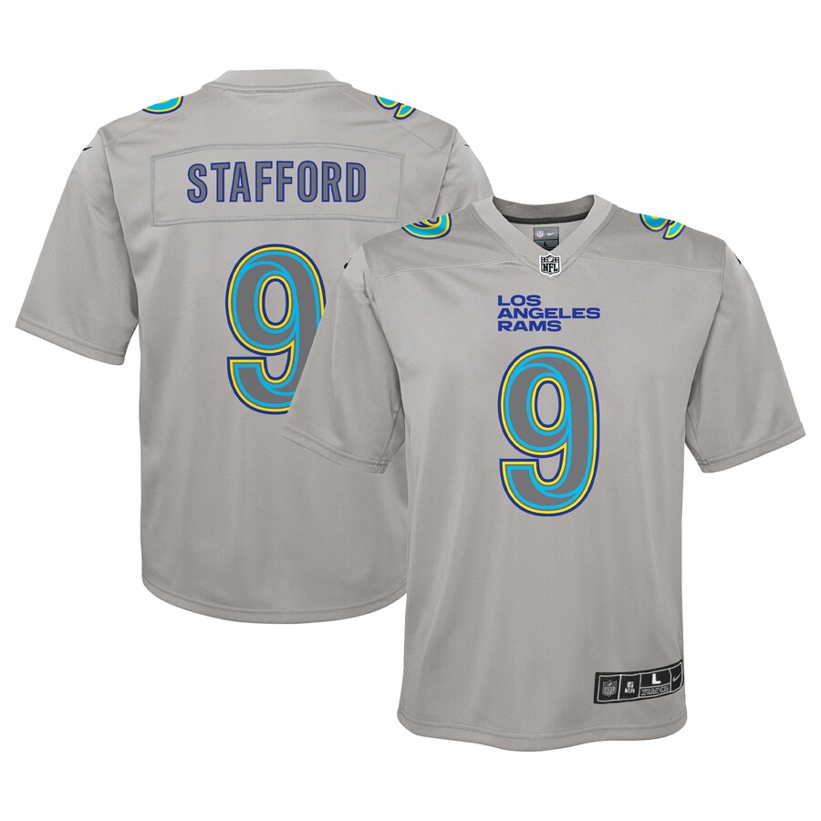 Youth Los Angeles Rams Matthew Stafford Nike Gray Atmosphere Game Jersey - ujerseystore