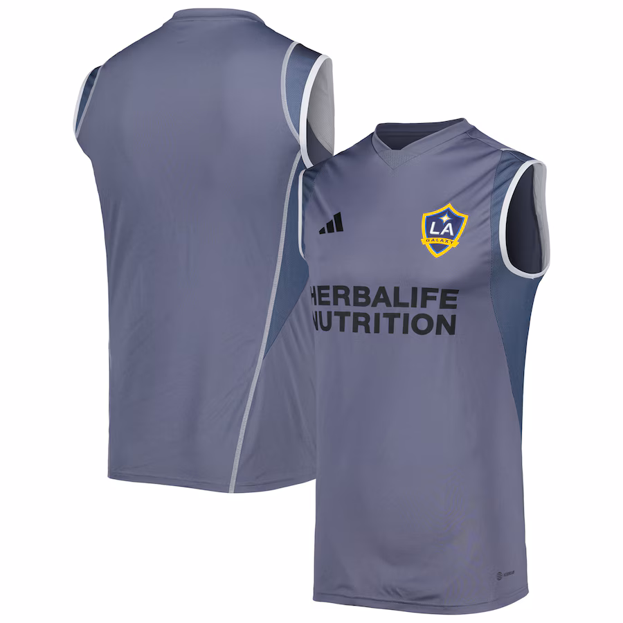 Men's LA Galaxy adidas Gray 2023 On-Field Sleeveless Training Jersey - ujerseystore