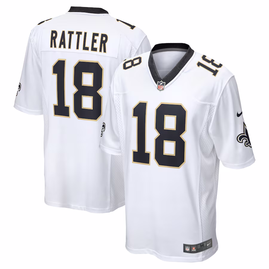 Men's New Orleans Saints Spencer Rattler Nike White Game Player Jersey - ujerseystore