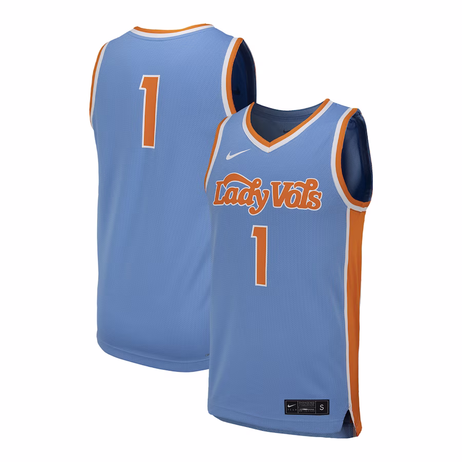 #1 Tennessee Volunteers Nike Unisex Team Replica Basketball Jersey - Light Blue - ujerseystore