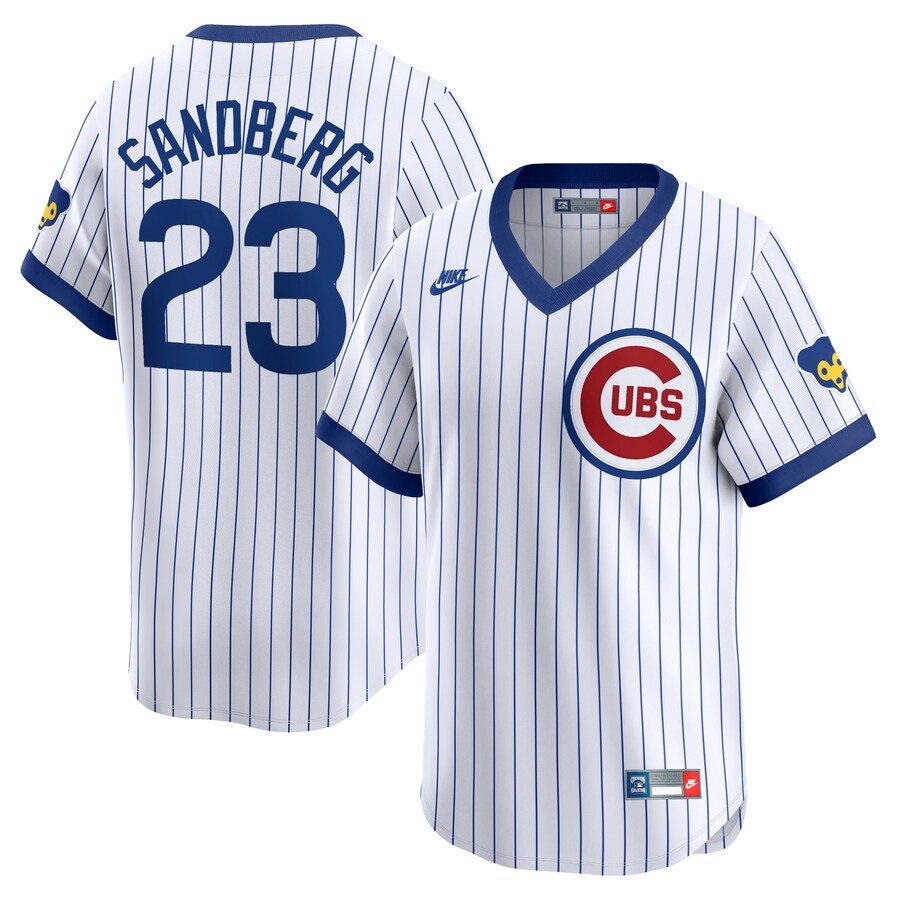 Men's Chicago Cubs Ryne Sandberg Nike White Throwback Cooperstown Limited Jersey - ujerseystore