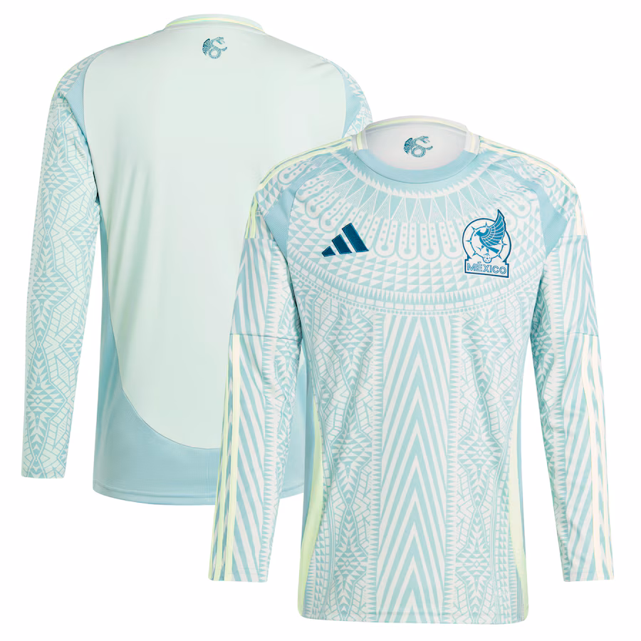 Men's Mexico National Team  adidas Green 2024 Away Replica Long Sleeve Jersey - ujerseystore