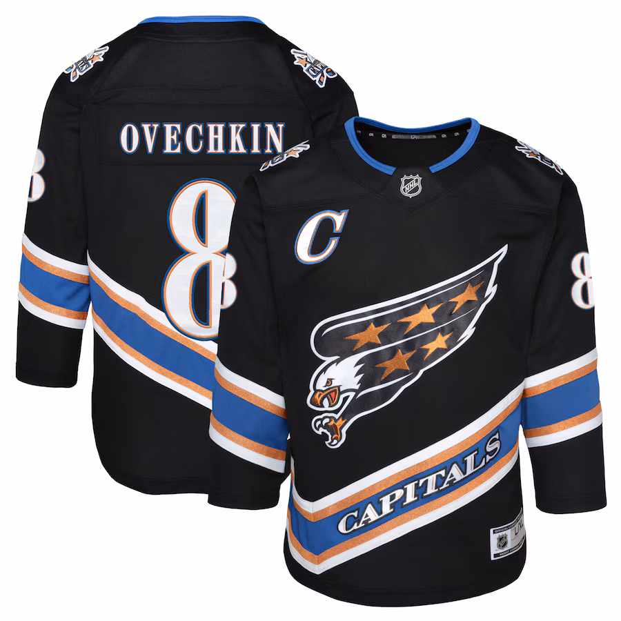 Youth Washington Capitals Alexander Ovechkin Black Alternate 50th Anniversary Premier Player Jersey - ujerseystore