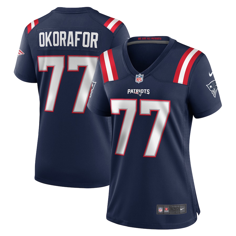Women's New England Patriots Chukwuma Okorafor Nike Navy Game Jersey - ujerseystore