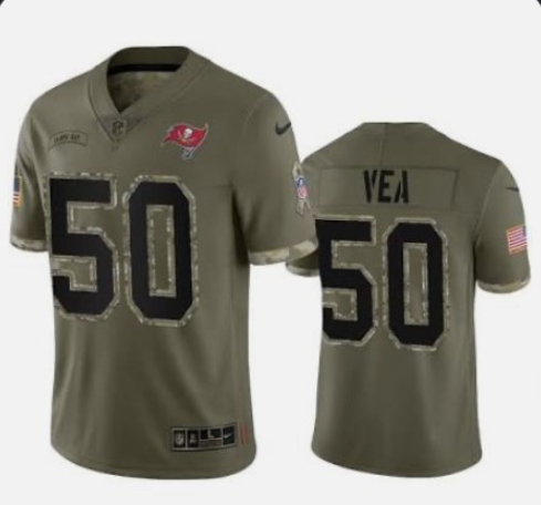 Men's Tampa Bay Buccaneers #50 Vita Vea 2022 Olive Salute To Service Limited Stitched Jersey - ujerseystore