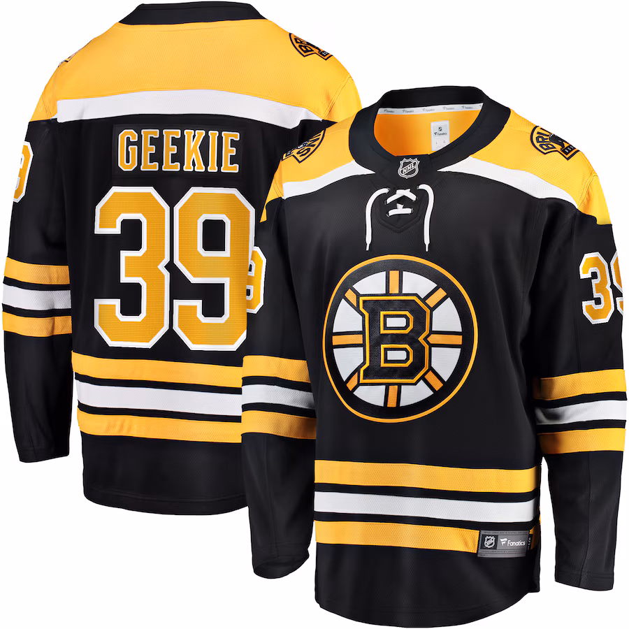 Men's Boston Bruins Morgan Geekie Fanatics Black Home Breakaway Jersey - ujerseystore
