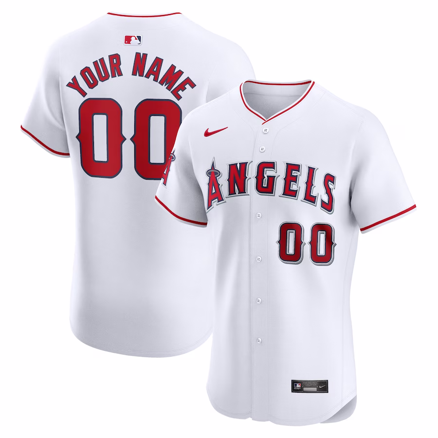 Men's Los Angeles Angels Nike White Home Elite Custom Jersey - ujerseystore