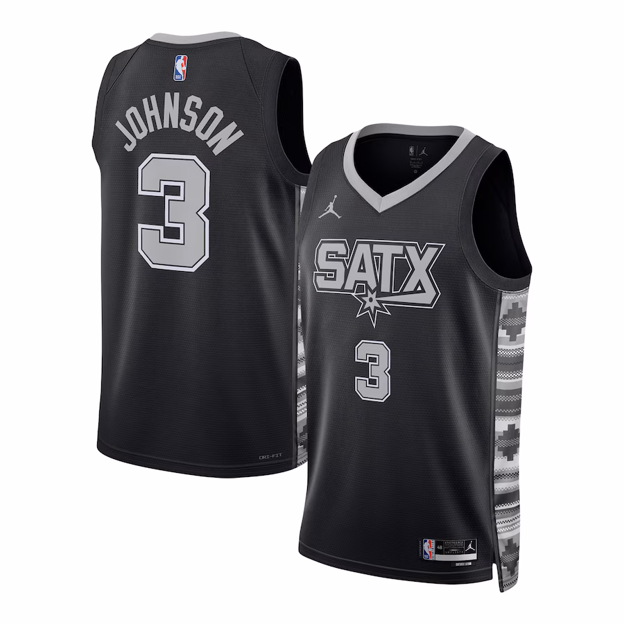 Unisex San Antonio Spurs Keldon Johnson Jordan Brand Black Swingman Jersey - Statement Edition - ujerseystore