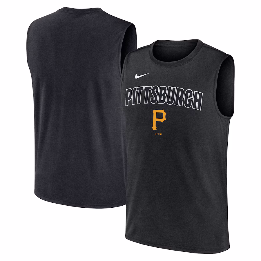 Men's Pittsburgh Pirates Nike Black Knockout Performance Muscle Tank Top - ujerseystore