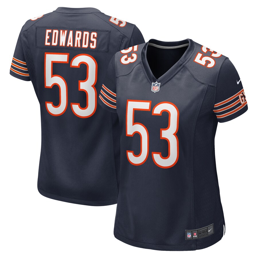 Women's Chicago Bears TJ Edwards Nike Navy Game Player Jersey - ujerseystore