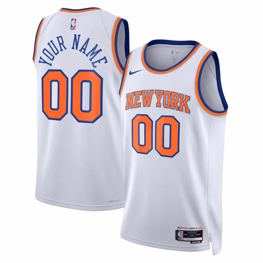 Unisex New York Knicks Nike White Swingman Custom Jersey - Association Edition - ujerseystore