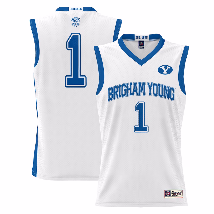 #1 BYU Cougars GameDay Greats Youth Lightweight Basketball Jersey - White - ujerseystore