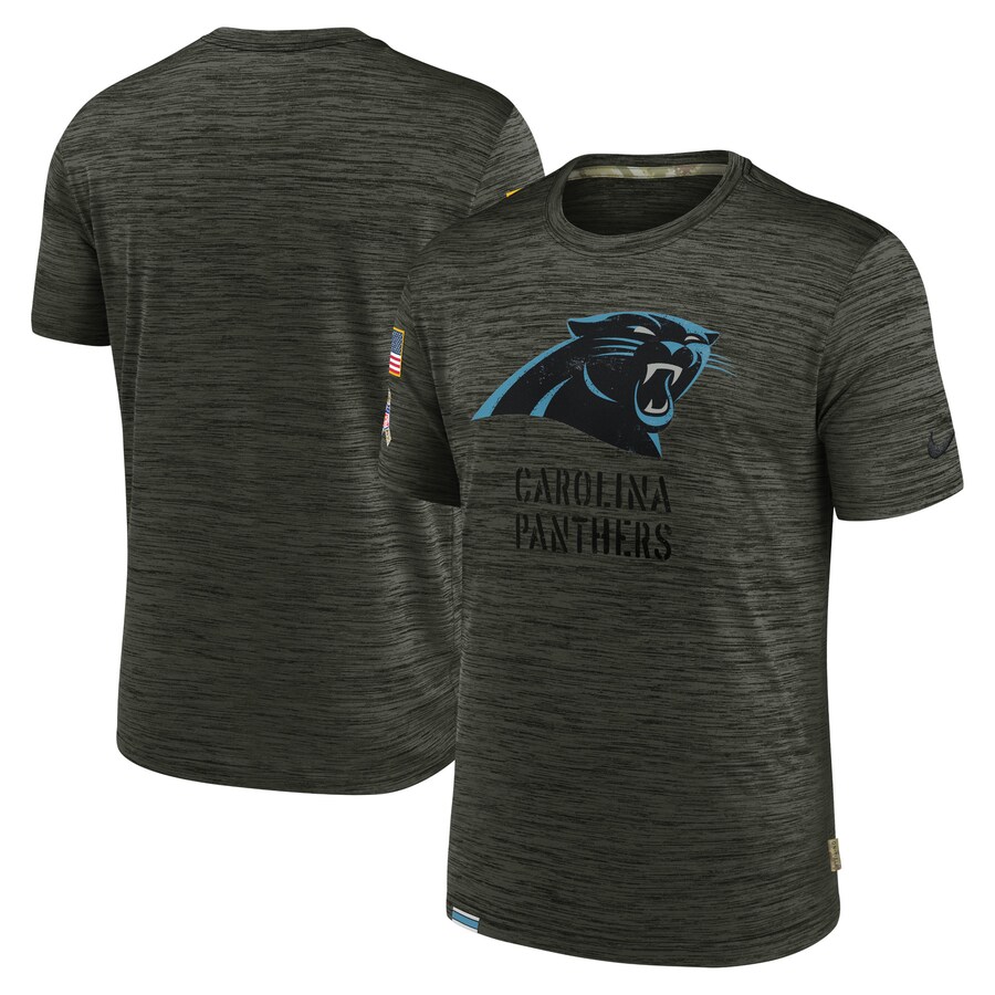 Men's Carolina Panthers Nike Olive Salute to Service Velocity Team T-Shirt - ujerseystore