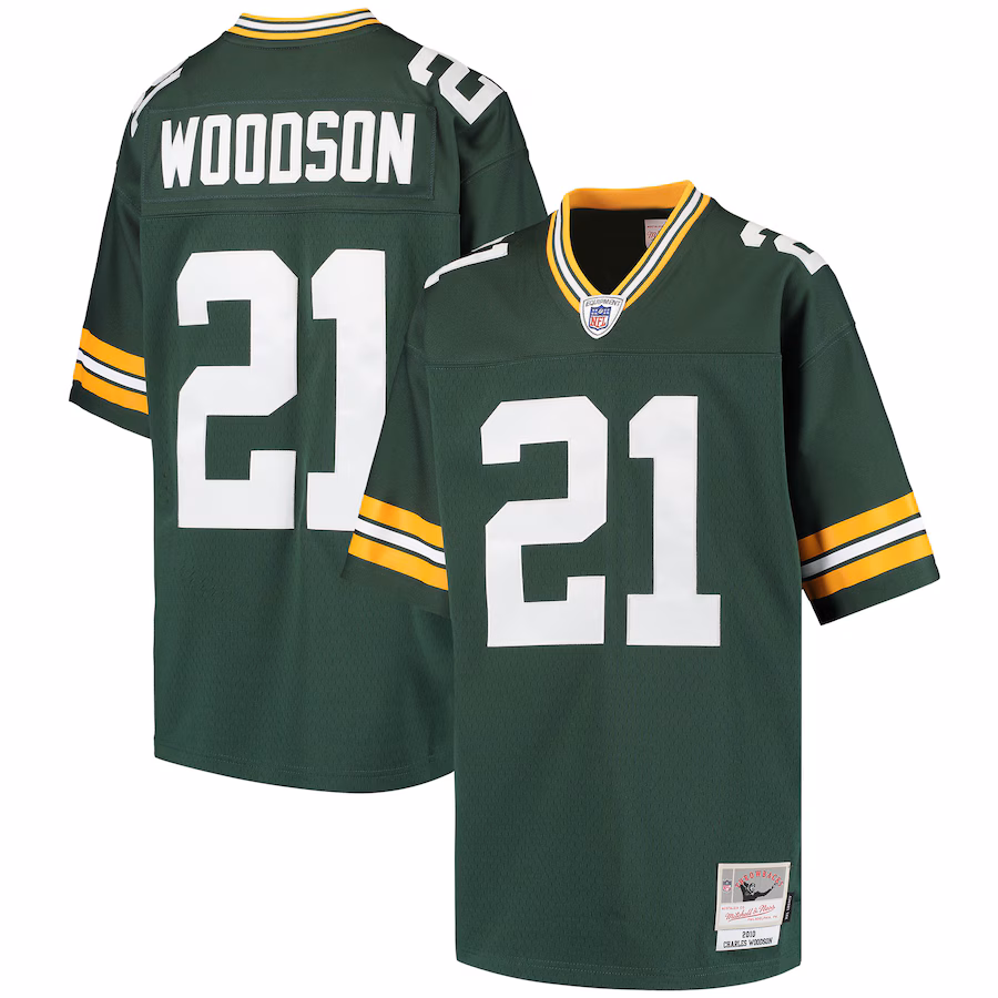 Youth Green Bay Packers Charles Woodson Mitchell & Ness Green Retired Player Legacy Jersey - ujerseystore
