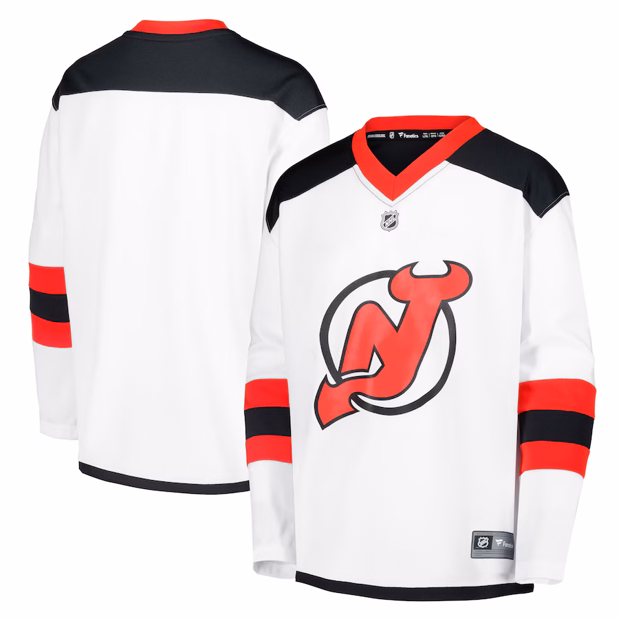 Youth New Jersey Devils Fanatics White Away Replica Blank Jersey - ujerseystore