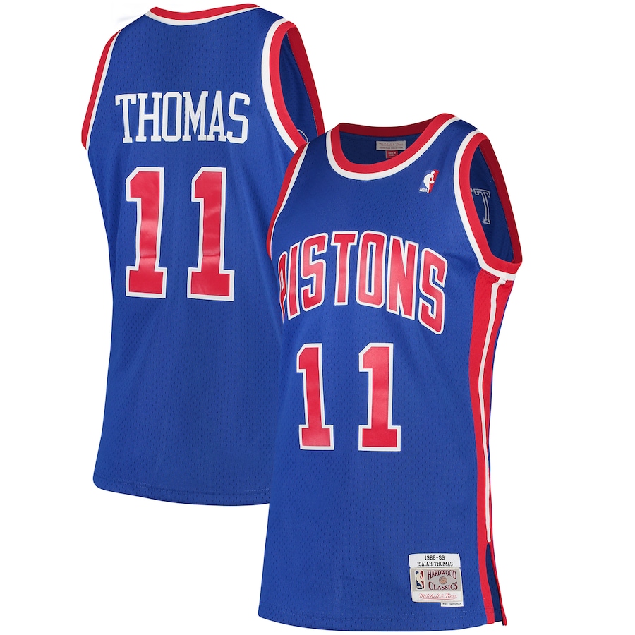 Men's Detroit Pistons Isiah Thomas Mitchell & Ness Blue 1988/89 Hardwood Classics Swingman Jersey - ujerseystore