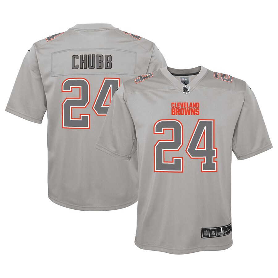 Youth Cleveland Browns Nick Chubb Nike Gray Atmosphere Game Jersey - ujerseystore