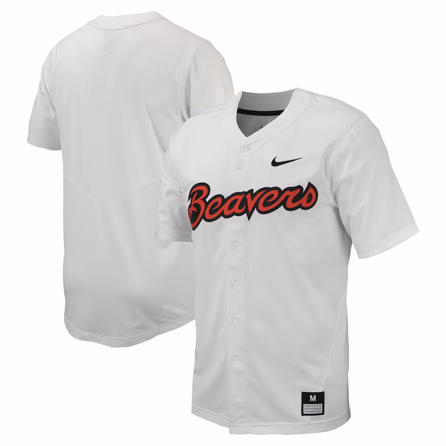 Oregon State Beavers Nike Replica Full-Button Baseball Jersey - White - ujerseystore