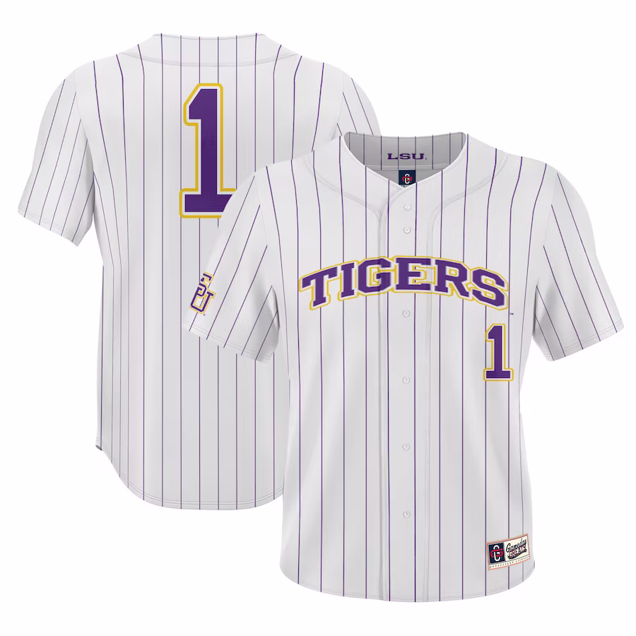 #1 LSU Tigers GameDay Greats Lightweight Baseball Jersey - White - ujerseystore