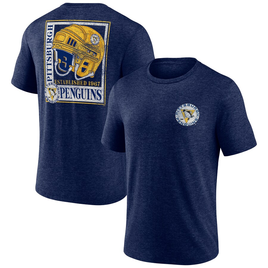 Men's Pittsburgh Penguins Navy Earnest Will Tri-Blend T-Shirt - ujerseystore