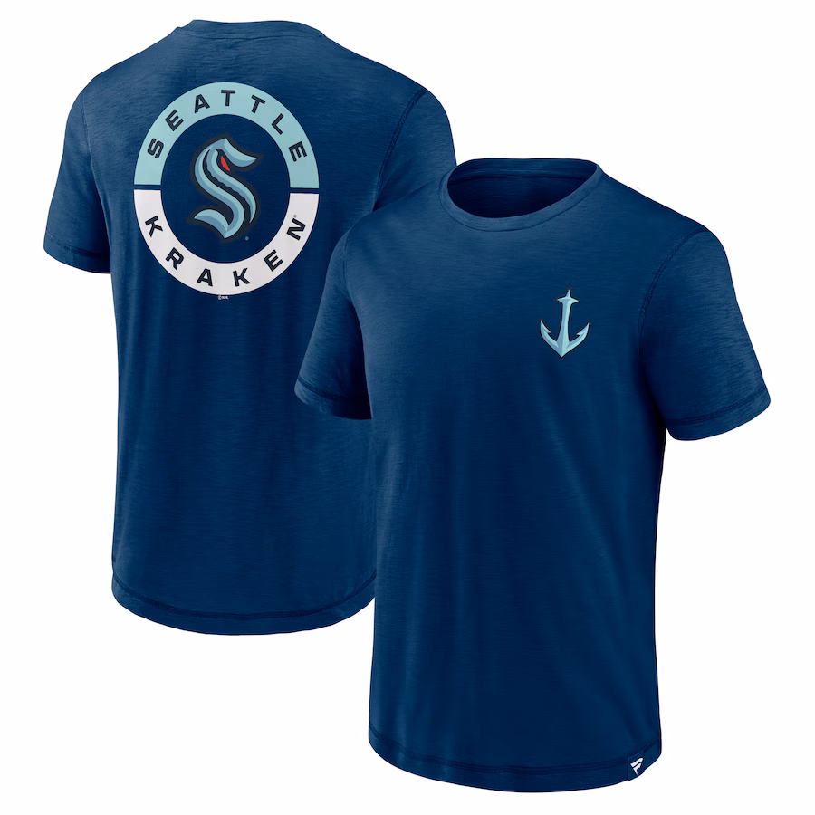 Men's Seattle Kraken Fanatics Deep Sea Blue High Stick T-Shirt - ujerseystore