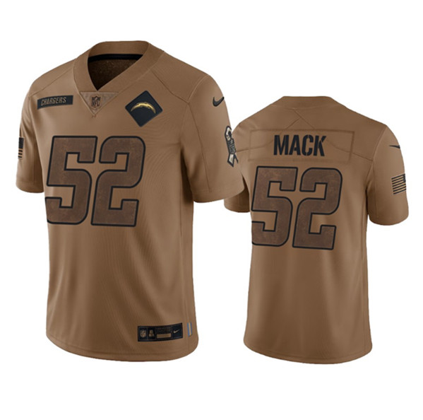 Men's Los Angeles Chargers #52 Khalil Mack 2023 Brown Salute To Service Limited Football Stitched Jersey - ujerseystore