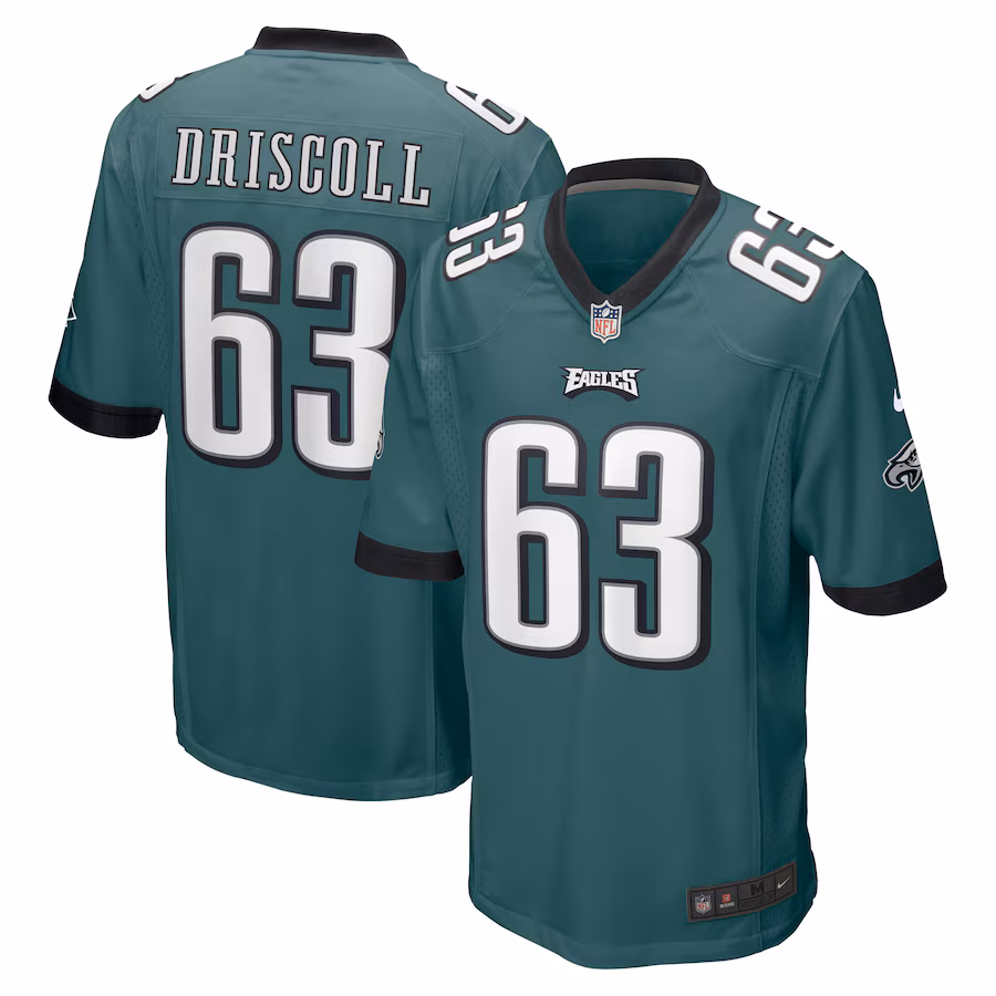 Men's Philadelphia Eagles Jack Driscoll Nike Midnight Green Game Jersey - ujerseystore