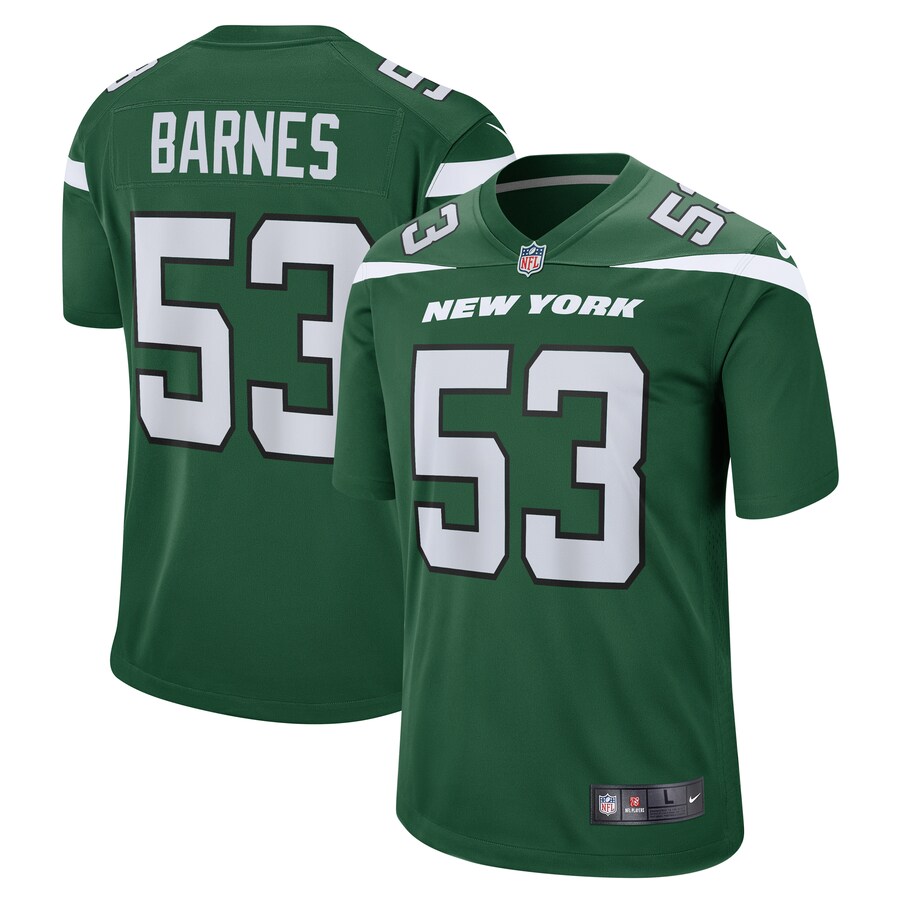 Men's New York Jets Zaire Barnes Nike Gotham Green  Game Jersey - ujerseystore