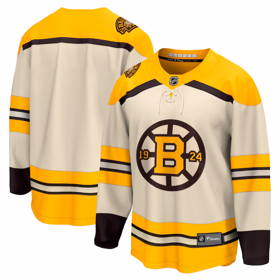 Men's Boston Bruins Fanatics Cream 100th Anniversary Premier Breakaway Jersey - ujerseystore