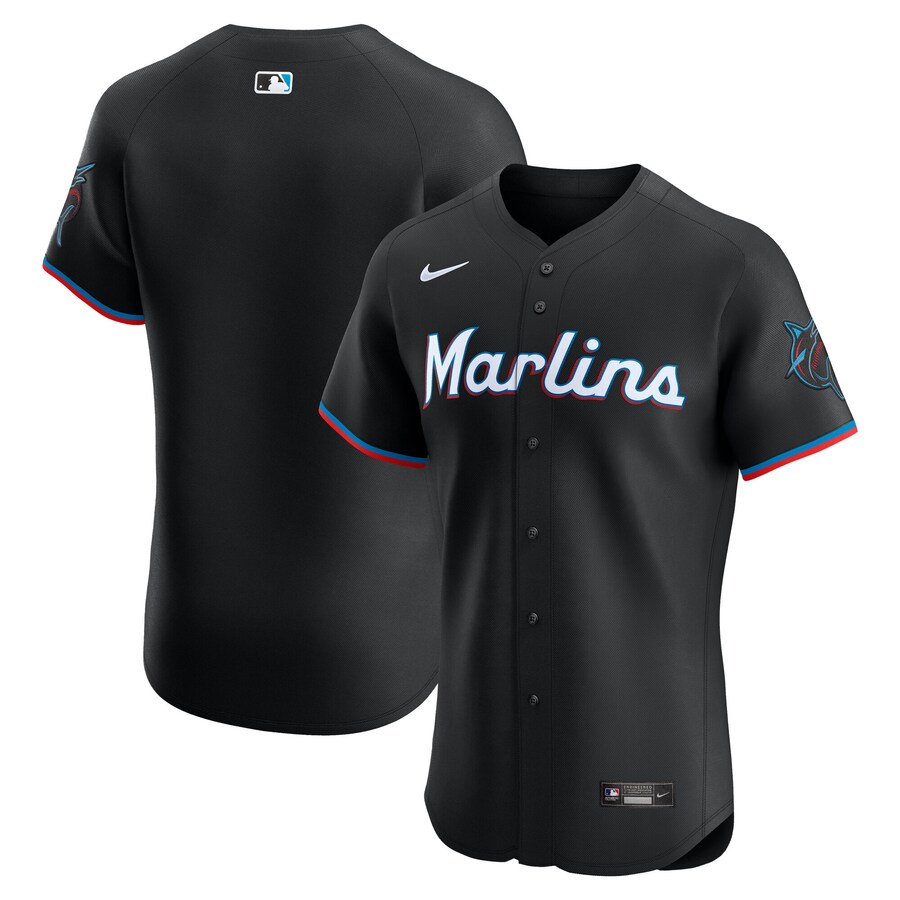 Men's Miami Marlins Nike Black Alternate Elite Jersey - ujerseystore