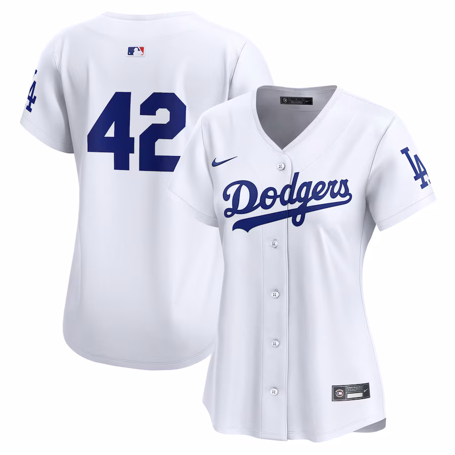 Women's Los Angeles Dodgers  Nike White 2024 Jackie Robinson Day Home Limited Jersey - ujerseystore