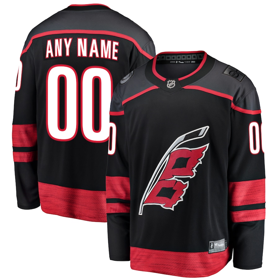 Men's Carolina Hurricanes Fanatics Black Home Breakaway Custom Jersey - ujerseystore