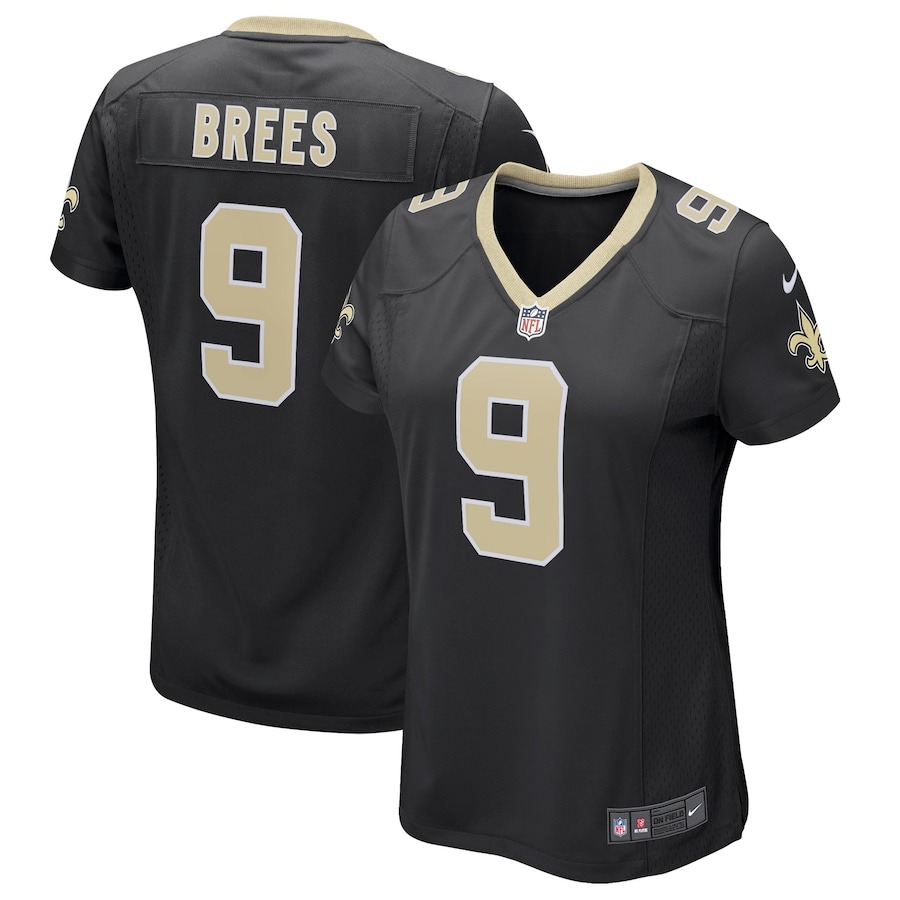 Women's New Orleans Saints Drew Brees Nike Black Game Player Jersey - ujerseystore