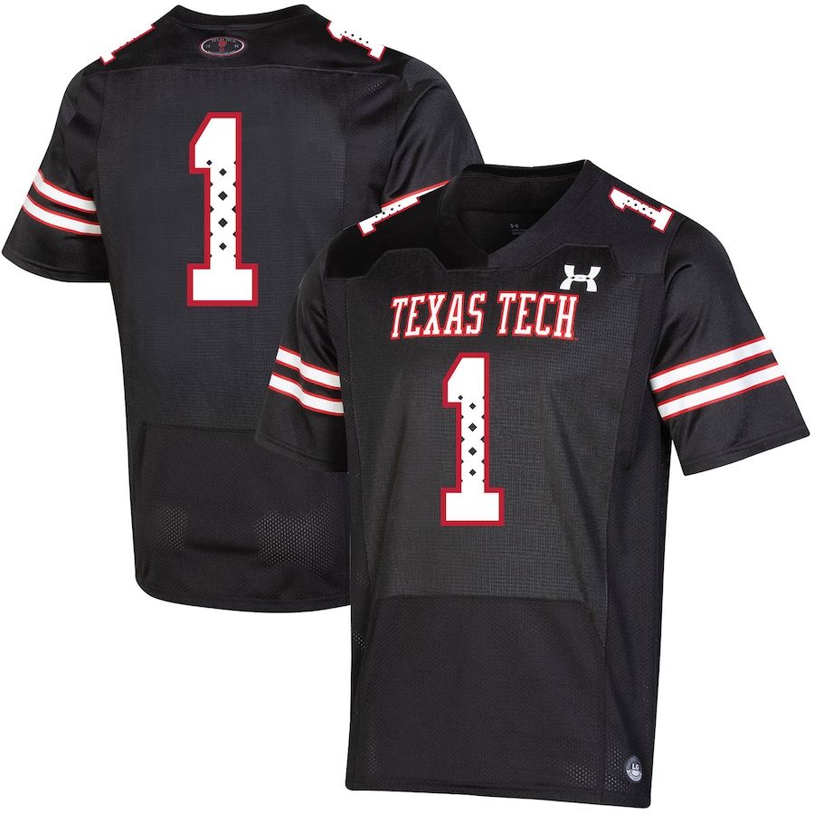 Men's Under Armour #1 Black Texas Tech Red Raiders Throwback Special Game Jersey - ujerseystore