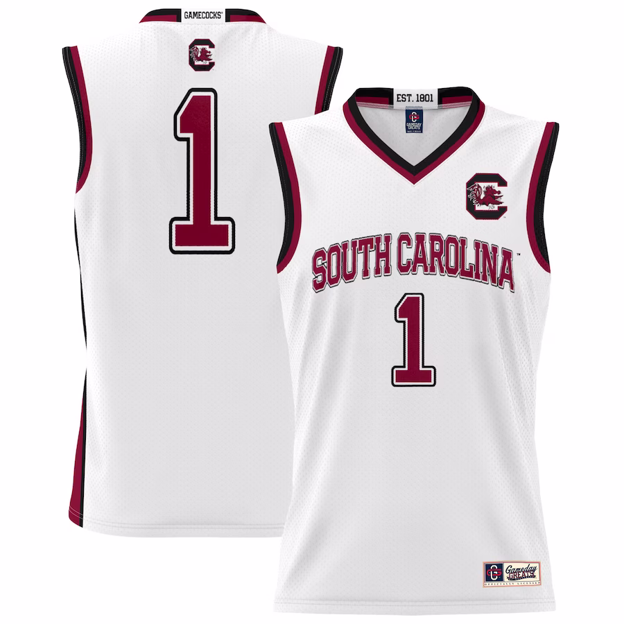 #1 South Carolina Gamecocks GameDay Greats Unisex Lightweight Basketball Jersey - White - ujerseystore
