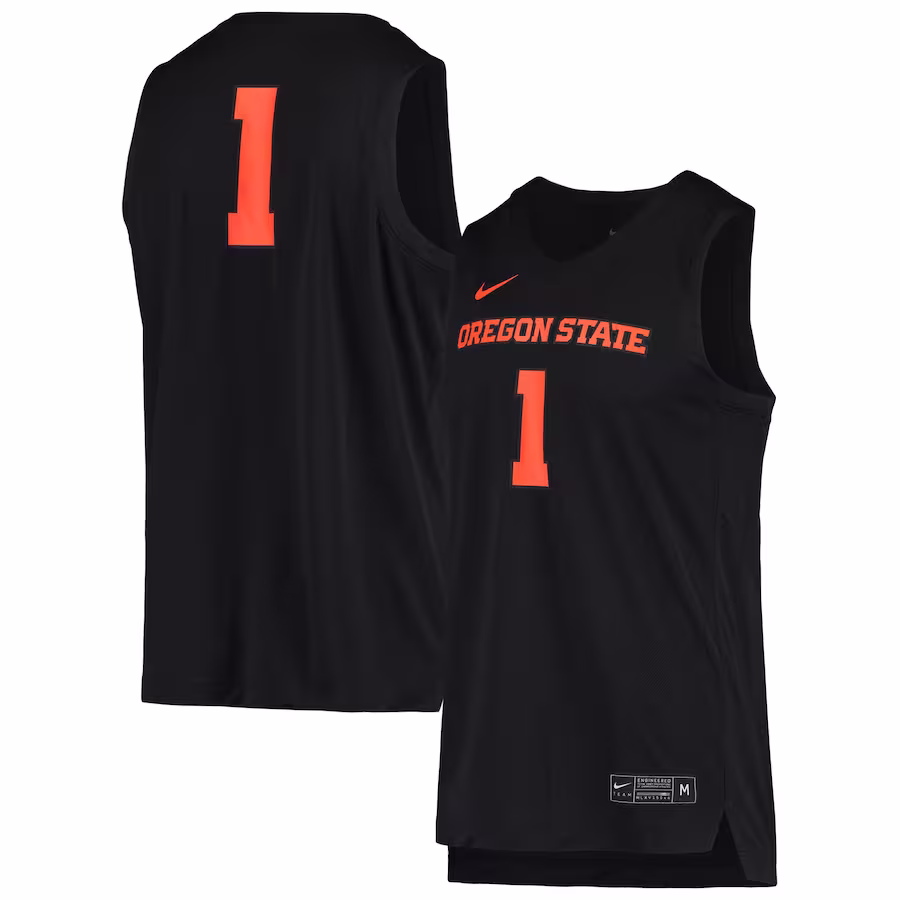 #1 Oregon State Beavers Nike Replica Basketball Jersey - Black - ujerseystore