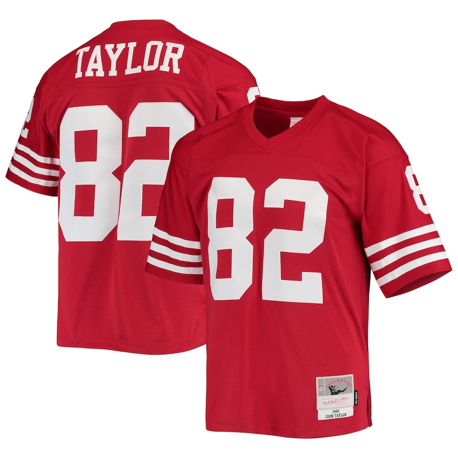 Men's San Francisco 49ers John Taylor Mitchell & Ness Scarlet Legacy Replica Jersey - ujerseystore