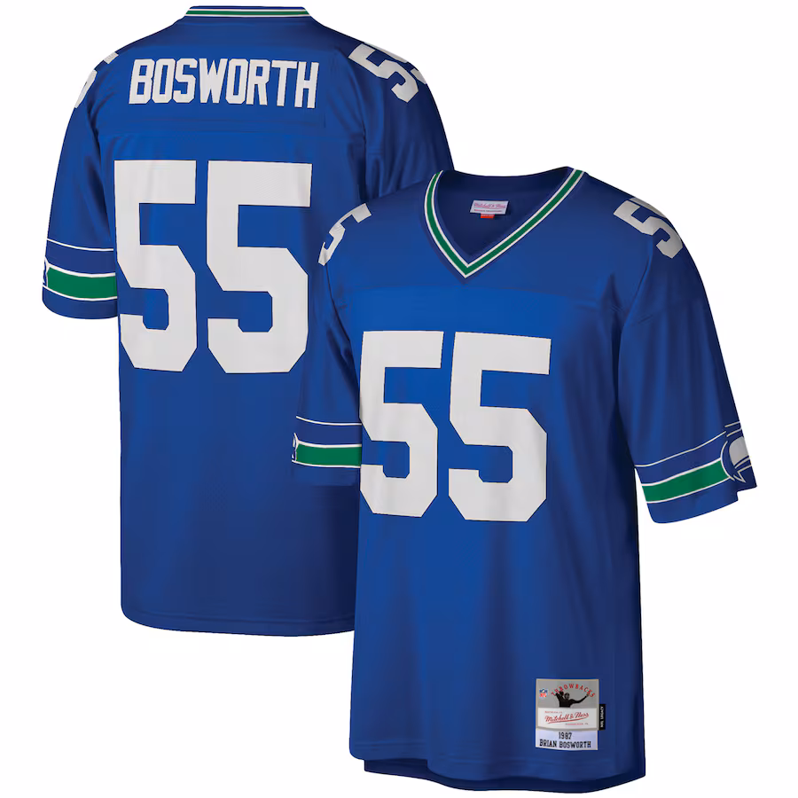 Men's Seattle Seahawks Brian Bosworth Mitchell & Ness Royal Legacy Replica Jersey - ujerseystore