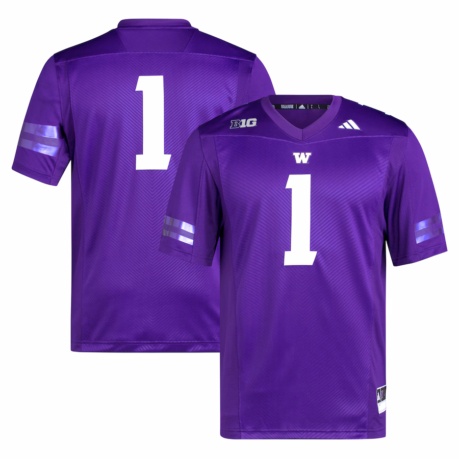 Men's adidas #1 Purple Washington Huskies Premier Football Jersey - ujerseystore