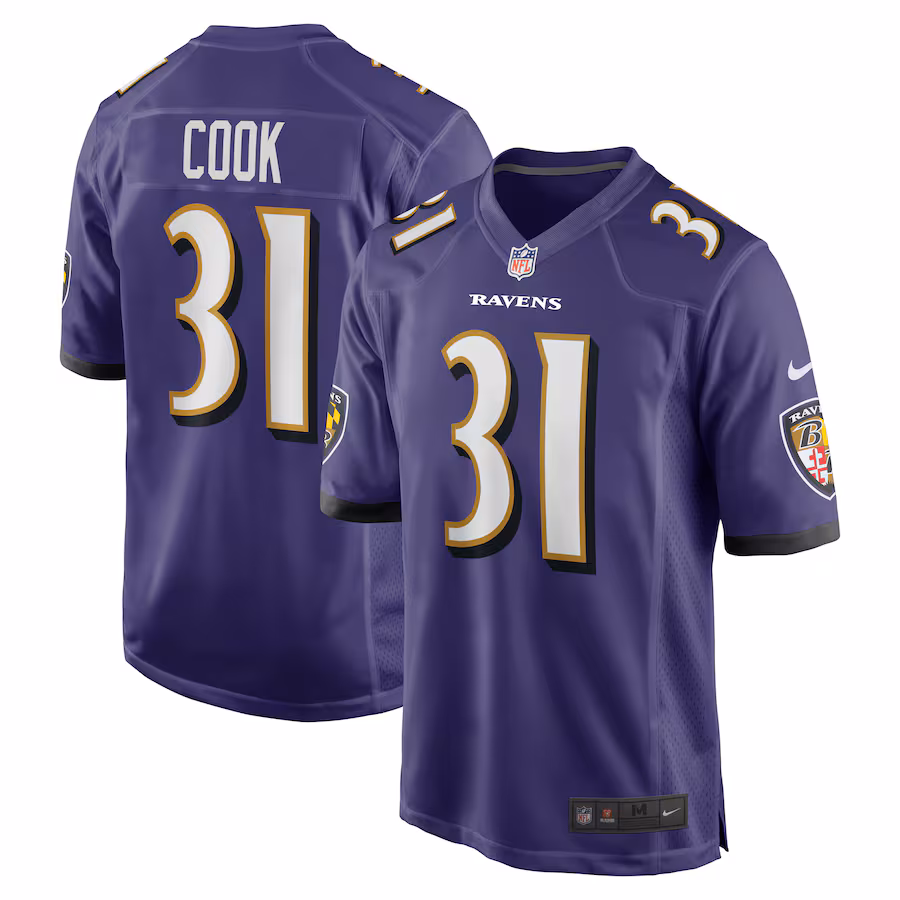 Men's Baltimore Ravens Dalvin Cook Nike  Purple  Game Jersey - ujerseystore